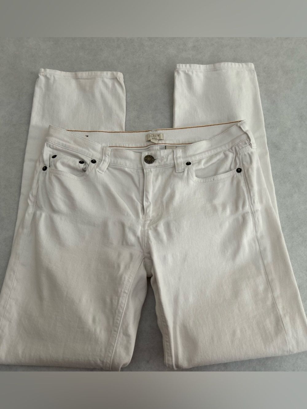 J.CREW Women's Jeans White 27/31 Stretch Skinny Slim Denim Button Zip 5-Pocket